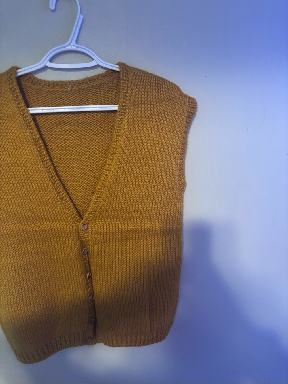 Vintage Mustard Yellow Cottagecore Boho Prairie  Handmade Knit Sweater Vest M - Picture 7 of 10